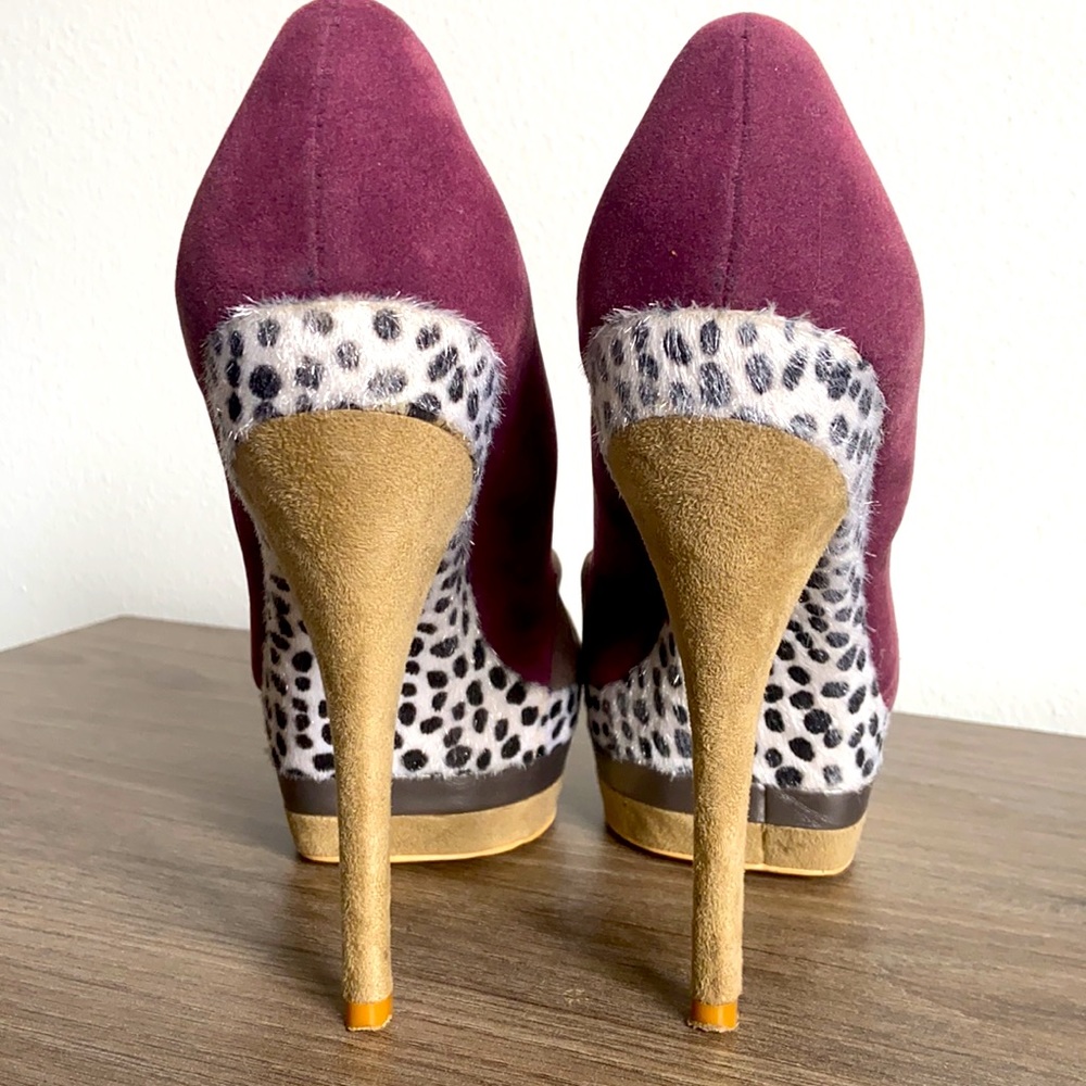 Purple and Dalmatian Printed High Heels